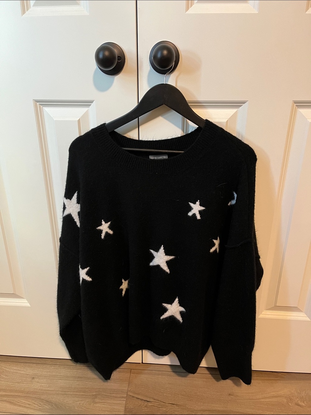 Vince Camuto Black Star Crewneck Sweater